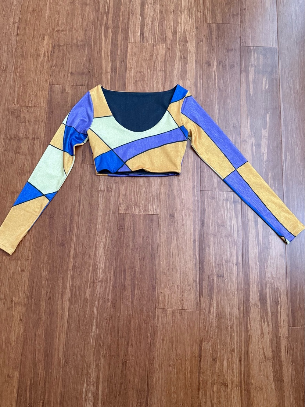 Colorblock Long Sleeve Crop Top